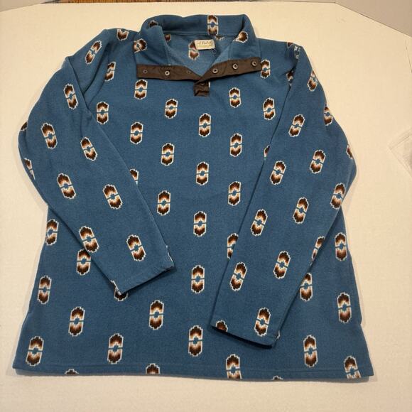 Wrangler As Real As Mens Fleece Pullover Sweater Aztec Geometric Blue SZ 18H(L) - Picture 1 of 9